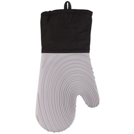 Lot de 2 gants de cuisine noirs résistants à la chaleur, avec poignées en silicone texturé. (1/5)
