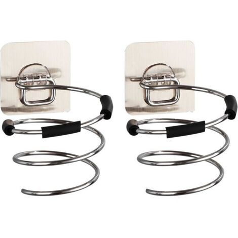 Support pour sèche-cheveux et fer à lisser, 2 pièces en acier inoxydable, sans perçage. (1/5)