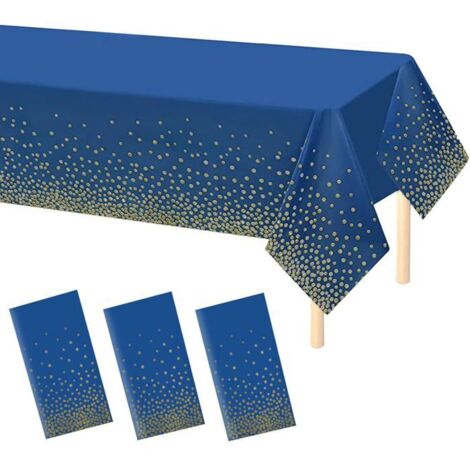 Lot de 3 nappes pour anniversaire ou pique-nique, 137 x 274 cm, bleu festif. (1/5)