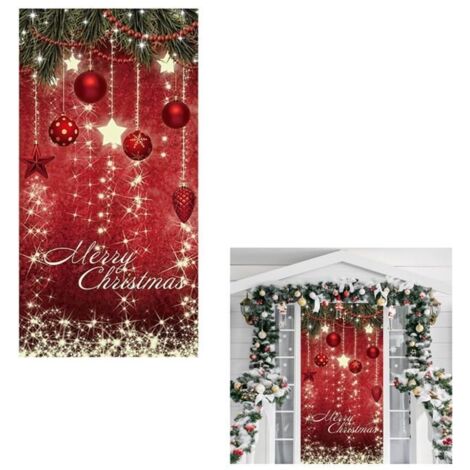 Décoration de Noël - Bannière de porte 180 x 90 cm, toile de fond festive pour un Joyeux Noël (1/5)