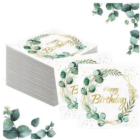 40 Pièces de Serviettes en Papier "Joyeux Anniversaire", Serviettes en Papier Vertes pour Fête d'Anniversaire ou Célébration (1/5)