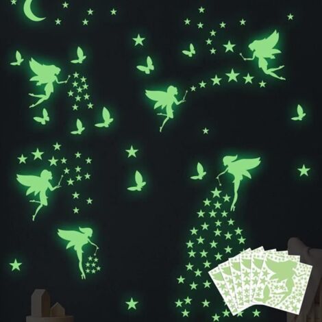 Autocollants muraux phosphorescents étoiles et planètes pour chambre de fille - (1/4)