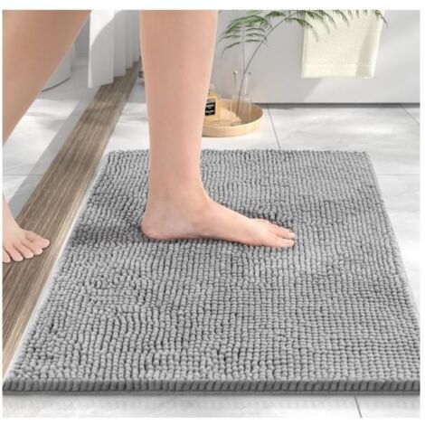 Tapis de bain 40x60 cm - Super absorbant, antidérapant, lavable en machine, gris. (1/5)