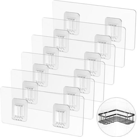6 pièces d'adhésifs de rechange pour crochets de douche d'angle - supports adhésifs puissants pour étagère de salle de bain ou panie (1/5)