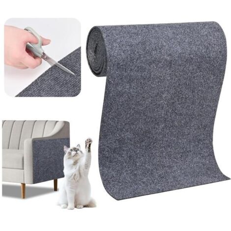 Protection de canapé pour chat, autocollante et sur mesure, 40 x 200 cm, protège les meubles contre les griffes (gris foncé). (1/5)