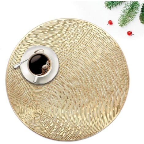 Lot de 6 napperons ronds en PVC lavable, vinyle - Idéal pour Noël, mariage, dîner, restaurant ou hôtel. (1/5)