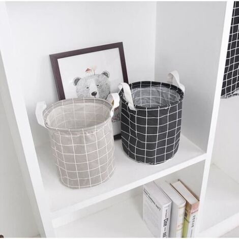 Lot de 2 paniers à linge 40x50 cm en coton multifonction, idéals pour rangement et stockage. (1/4)