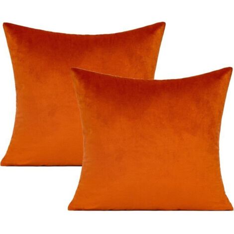 Housses de coussin décoratives en velours orange brûlé pour Thanksgiving, 45 x 45 cm (1/2)