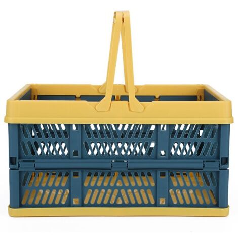 Panier de rangement OKUMGGYJ - Pliable - Bleu - 29,8x19,8x16,3 cm - Avec poignées (1/5)