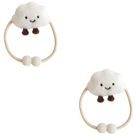 Embrasses à Rideaux, Lot de 2 - Clips à Nuages de Dessin Animé - Crochets et Anneaux, Blanc (1/4)