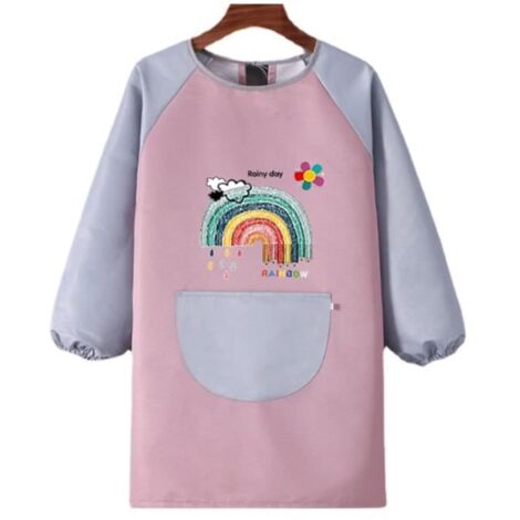 Tablier de peinture pour enfants - Idéal comme cadeau - Imperméable - Manches longues ajustables - Blanc et coloré (1/4)