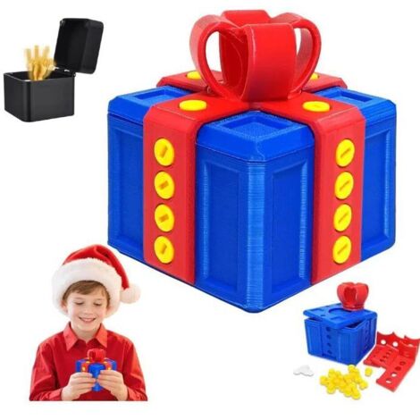 Boîte à Farces, Boîte Cadeau Très Embêtante de 8 cm, Coffret Cadeau Amusant en 3D avec Compartiment à Vis Tournoyant, Bleu (1/5)