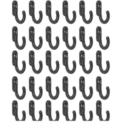 Lot de 30 mini crochets métalliques pour suspendre clés, bijoux, etc. Couleur noire. (1/4)