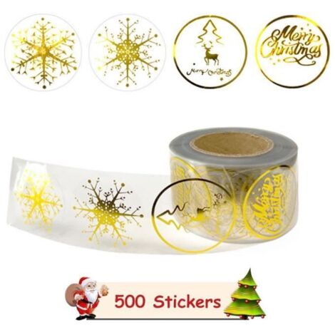 Autocollants de Noël - Ronds - 500 pièces - 2,5 cm - Papier kraft (1/4)