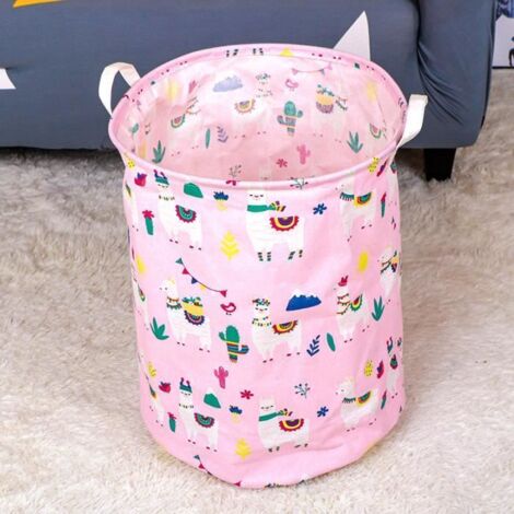 Panier de rangement en tissu, panier à linge sale pliable avec double poignée (rose) (1/3)