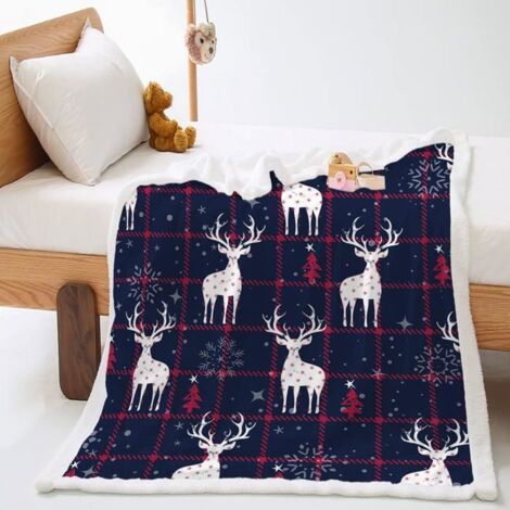 Couverture polaire Noël en microfibre, imprimé tartan classique, réversible et douce pour l'hiver (120x150 cm) (1/5)