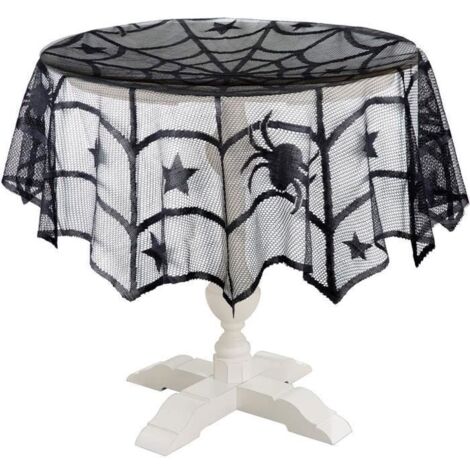 Nappe Halloween - Toile d'araignée et dentelle - Noir - 102 cm - Accessoire d'horreur noir - Nappe de table (1/4)