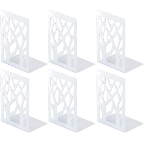 Serre-livres - Innovant - Métal - Blanc - Lot de 3 - Design moderne et robuste