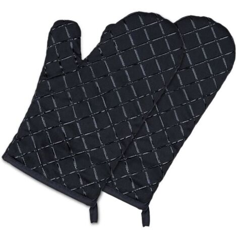 Gants de four en silicone résistants à la chaleur, imperméables et antidérapants, idéaux pour barbecue et cuisson, couleur noire. (1/4)
