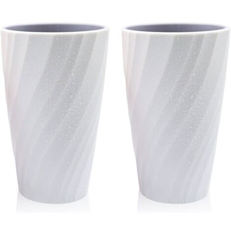 Lot de 2 gobelets de salle de bain incassables, souples et durables avec porte-brosse à dents (blanc) (1/5)