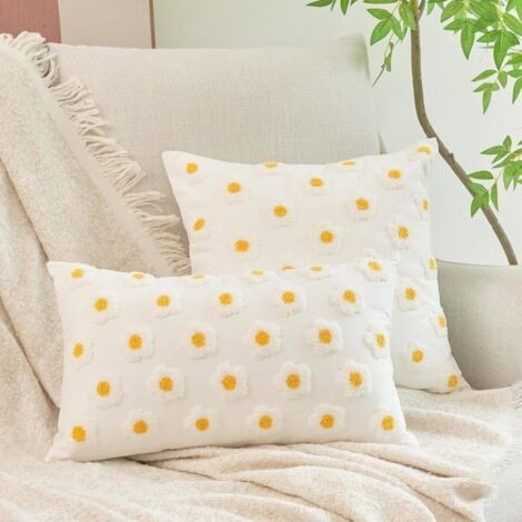 Lot de 2 housses de coussin décoratives modernes de style bohème à motif floral pour salon, 45x45cm. (1/5)