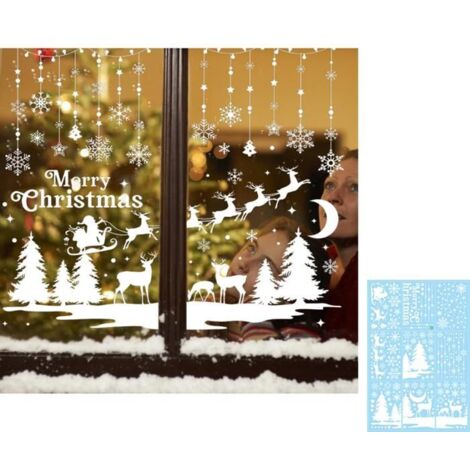 Autocollants de Noël Réutilisables pour Fenêtres, 9 Feuilles d'Autocollants Flocons de Neige, Décoration Festive (1/5)