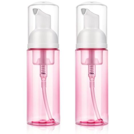 Lot de 2 distributeurs de savon moussant rechargeables en plastique pour les mains, soin de la peau (rose) (1/5)