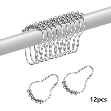 Anneaux pour Rideaux - Non spécifié - Lot de 12 - Acier Inoxydable - Argent - Système de Coulisse (1/4)
