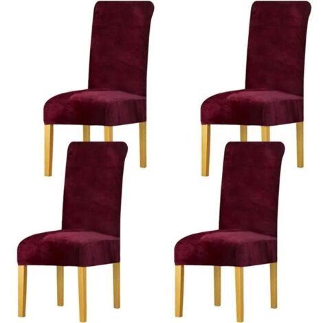 Housse de chaise en velours extensible avec élastique, pour une protection élégante et ajustée. (1/4)