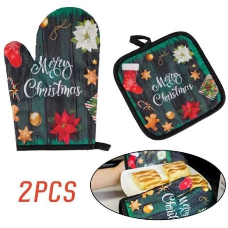 Gants de Cuisine - Noname - Résistants à la Chaleur - 2 pièces - Vert - 27x17cm (1/4)
