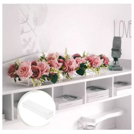 Vase à Fleurs - Modèle Rectangulaire - Acrylique Transparent - Style Scandinave - 12 Fentes (1/4)