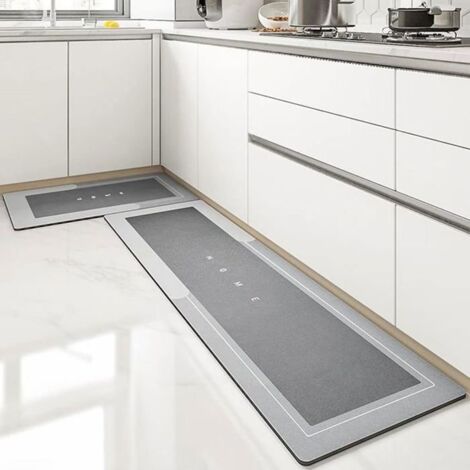 Tapis de sol antidérapant - 45x150 cm - Absorbe eau et huile - Gris clair (1/4)