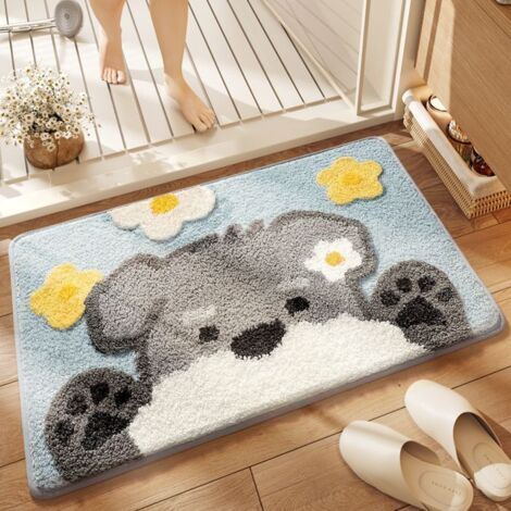 Tapis de Salle de Bain en Forme de Chat Mignon, Extra Doux et Absorbant, Lavable en Machine, Antidérapant (1/4)