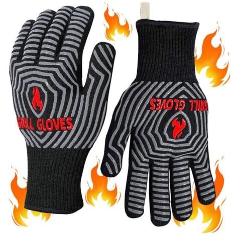 Gants de Cuisine - Ignifuges - Mitaines Résistantes à la Chaleur - Antidérapants - Universels - 500°C (1/4)