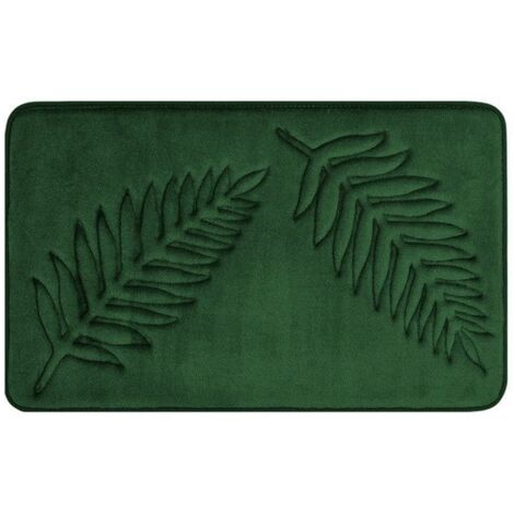 Tapis de Bain Absorbant Antidérapant 50x80cm à Motif Feuilles Vert Doux pour Salle de Bain ou Salon (1/5)