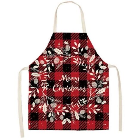 Tablier de Cuisine - SHLK - Noir et Rouge à Carreaux - 38x47cm - Lavable - Style Moderne (1/2)