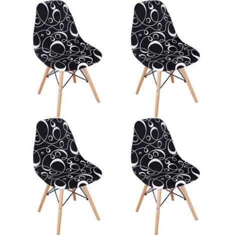 4 housses de chaises scandinaves extensibles pour salle à manger, motifs géométriques. (1/5)