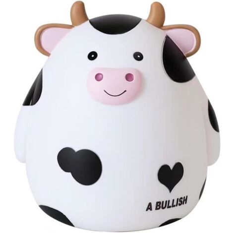 Tirelire enfant en forme de vache - PVC - 16,5 x 14 x 16,5 cm - Noir et Blanc (1/4)