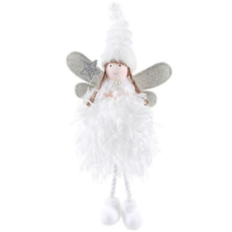 Décorations de Noël - Ange en peluche - Blanc, rose, gris - 25x12 cm - 18 g (1/5)