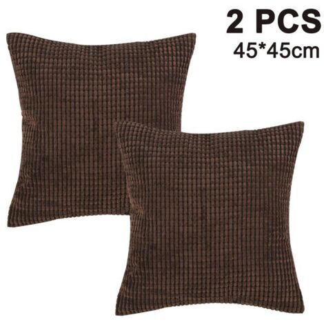 Lot de 2 housses de coussin carrées en velours côtelé doux, pour décorer canapé, lit ou chaise. (1/4)