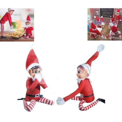 Lot de 3 Elvs Lutins Farceur Yeux Bleus Lutin de Noël, Corps Mou et