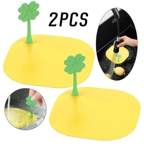 Bouchon de Baignoire en Silicone de Haute Qualité - Anti-Odeurs avec Filtre à Cheveux - Couleur Jaune et Vert (1/4)