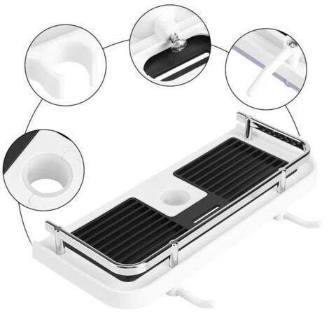 Tablette de douche avec crochet pour barre de douche de 24 mm, facile à installer. (1/4)
