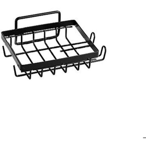 Étagère murale non perforée, noire, pour salle de bain, style contemporain. (1/5)