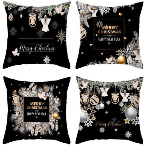 Housse de coussin - OKUMGGYJ - Noël - Multicolore - 45 x 45 cm - Lot de 4 (1/5)