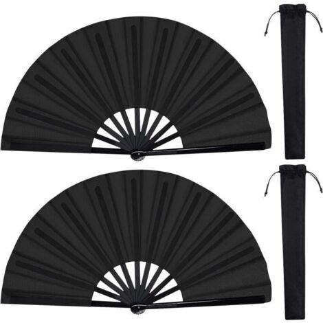 Paquet de 2 grands éventails pliants chinois pour Tai Chi et Kung Fu, portables. (1/4)
