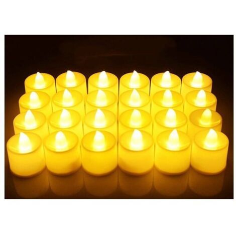 Bougies LED, lot de 24, bougies chauffe-plat lumineuses et scintillantes, décoratives pour Noël. (1/4)