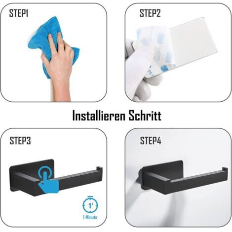 Support de papier toilette adhésif en acier inoxydable - Installation sans perçage (1/5)