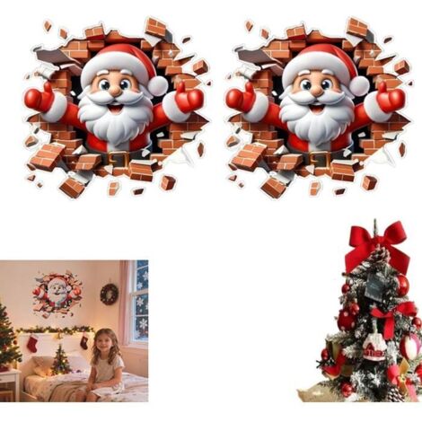STICKERS DE NOËL Père Noël - Autocollants Muraux 3 Pièces pour Décoration Festive (1/5)