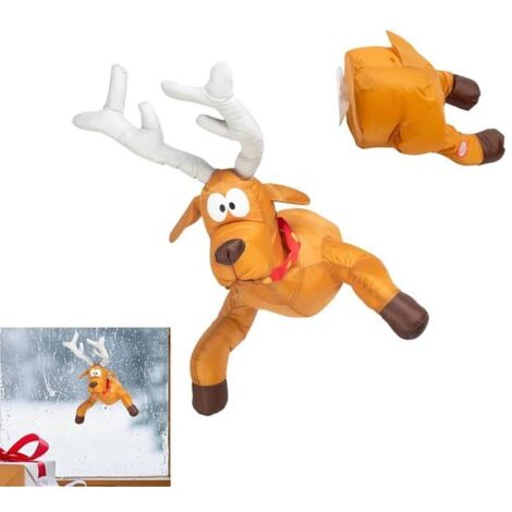 ANIMAUX DE NOËL - Décoration Animée de Fenêtre "Renversement de Renne" - Décoration de Fête de Noël Cadeau Père Noël/Renne (1/5)